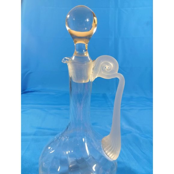 14.5" Lalique Style Art Deco Nouveau Frosted Glass Decanter Bottle Pitcher - Picture 8 of 8